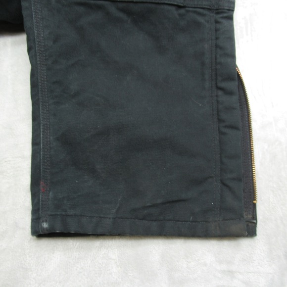 Carhartt Bib Overall Mens 42x33 Black Canvas Duck Bib Quilt Lined Work USA R02 - Picture 10 of 16